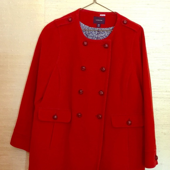 Lands' End Jackets & Blazers - Red Wool Coat
